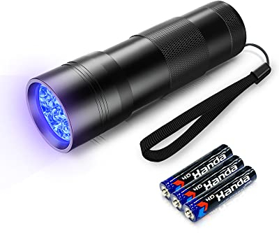 UV-Schwarzlicht-Taschenlampe 12 Led, Mini UV Lampe Ultraviolettes Licht mit 395nm, Haustiere Urin-Detektor für Hundeurin, Haustierflecken, Bettwanzen auf Teppich/Teppichen. Inklusive 3 AAA Batterien