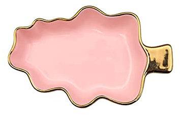 Utensilios for hornear de cerámica, bandeja for hornear con asa, bandeja for hornear de porcelana, bandeja for hornear, forma de hoja creativa, 1 pieza, rosa, 7 pulgadas (color: rosa, tamaño: 9 pulgad