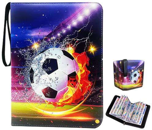 Sammelkarten Album Fussball,Fußballsammelalbum karten,50 Seiten, Kapazität für 400 Karten,Sammelalbum Fußball Karten,Fußball Karten Kapazität,Fußball Karten Ordner sammelheft