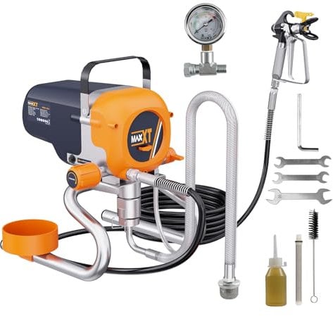 MAXXT Airless Farbspritzgerät Mit aktualisierter Druckanzeige und verstärktem Schlauch, Verbessertes