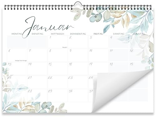 Kalender 2025 Wandkalender (Monatskalender im A4 Querformat) - Monatskalender 2025 für das ganze Jahr von Januar bis Dezember mit Ferienübersicht - Ideal als Paarkalender oder Familienplaner