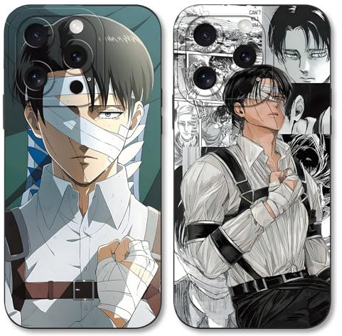 Handyhülle 2 Stück für iPhone 12 Pro Hülle 6.1'' Anime Attack on Titan Eren Armin Manga Mode Muster Design Case Kameraschutz Schutzhülle Stoßfest TPU Silikon Weich Ultra Dünn Cover - Schwarz