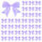 M METERXITY 50-Pack Double-Deck Pre Tied Bows 3.6x2.2 Inch Checkered Fabric Pre Satin Ribbon Bows Boutique for Craft DIY/Treat Bags/Hair Bow Sewing/Wedding/Party/Christmas [Lilac]