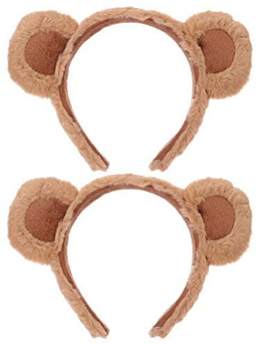 2pcs Serretête Oreilles D'ours, Bandeau oreilles d'ours Chipmunks bandeaux en peluche pour Cheveux Bandeaux de Maquillage, Animal Ours, pour Décoration De Fête