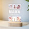 Cristal Plaque Lámpara LED Personalizada con 6 Fotos y “MAMÁ” en el Centro – Metacrilato Premium y Base de Madera Iluminada – Regalo Emotivo Día de la Madre, Cumpleaños y Aniversarios