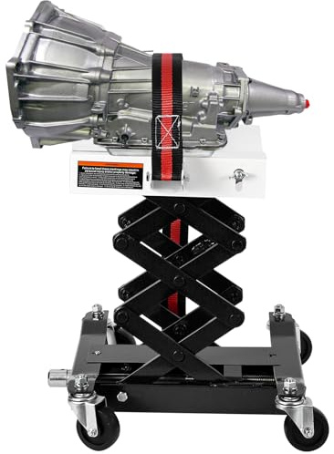 GarveeTech Niedriges Profil-Getriebeheber, 204 kg Kapazität, 17,8–58,4 cm Hubbereich, Auto-Reparatur-Auto-Hebebühne mit doppeltem Scheren-Design, Sicherheitsverriegelungsriemen und 4 Schwenkrädern für