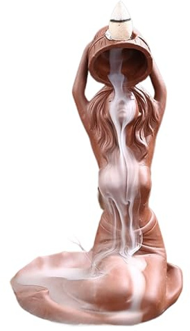Aromatherapie-Räuchergefäß – Harz, Badende Dame, Rückfluss-Räucherfigur, Rauchbrunnen-Dekoration, Wasserfall-Räucherstäbchen-Ornament für Meditationsraum, Heimbüros, Leseecke, Zen-Ecke