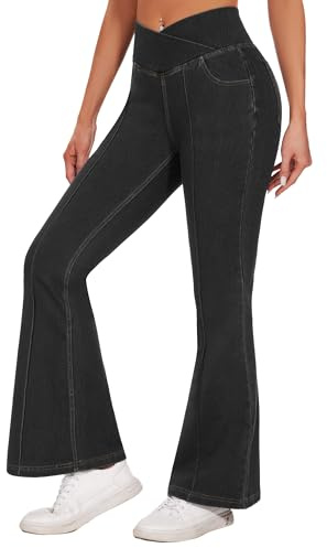 Desol V Cross Bootcut Jeans Damen mit 4 Taschen, High Waist Schlaghose Damen Jeans Flared Jeans Hohe Leibhöhe Stretch Schlagjeans für Party, Freizeit
