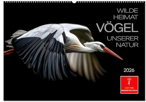 Wilde Heimat - Vögel unserer Natur (Wandkalender 2026 DIN A2 quer), CALVENDO Monatskalender: Erleben Sie die zeitlose Schönheit der Vogelwelt. (CALVENDO Tiere)