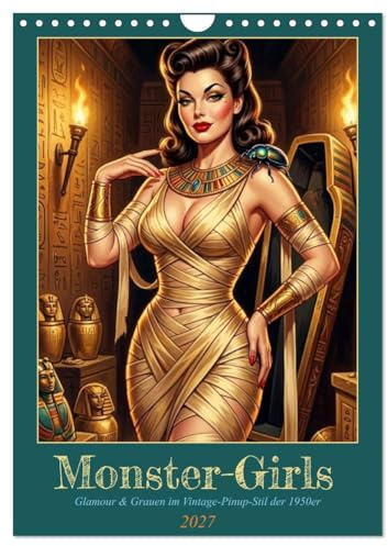 Monster-Girls (Wandkalender 2027 DIN A4 hoch), CALVENDO Monatskalender: Glamour & Grauen im Vintage-Pinup-Stil der 1950er (CALVENDO Spass)