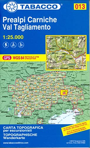Tabacco Wandern 1 : 25 000 Prealpi Carniche / Val Tagliamento (Carte topografiche per escursionisti, Band 13)
