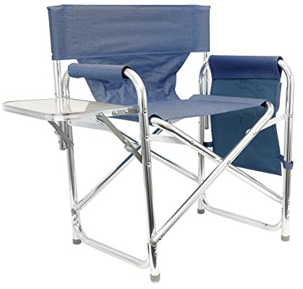 Streetwize - Heavy Duty Aluminium Framed Folding Directors Chair with Table, Sport Blue - Camping Fishing Garden Outdoor Weatherproof (LW6)