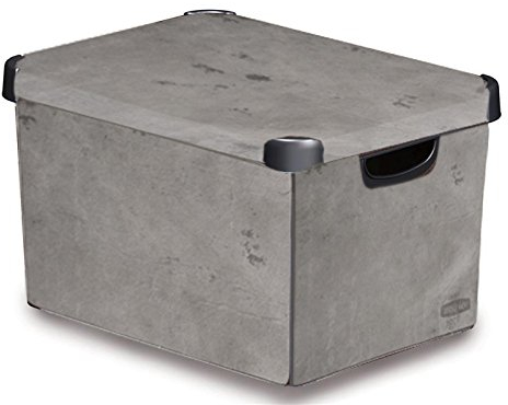 Curver 220925 Dekokiste, Größe L Beton-Décor Polypropylen grau 39,5 x 29,5 x 24 cm