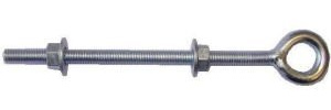 Pack of 4 300mm 12'' x 3/8'' No.459 Welded Eye Bolts with 2 Nuts & Washers each - Galvanised