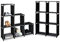 2 x Stufenregal im Set, je 6 Fächer, stabiles Treppenregal, Regalsystem, Raumteiler, schwarz