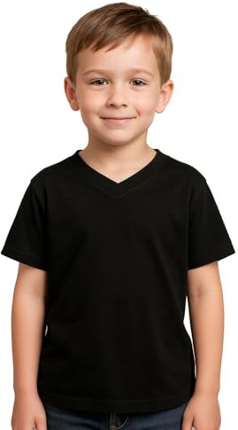 A2Z 4 Kids Cotton Basic T-Shirt V Neck Short Sleeve School Wear | Soft 100% Cotton Casual Fit Tee for School and Everyday Comfort Ages 2-13