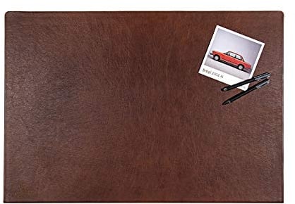 Centaur - Hochwertige Leder Schreibtischunterlage mit 90° Kantenschutz - Nussbraun 55x80 cm - ideal für Büro und Zuhause - Pflegeleichte Schreibunterlage -