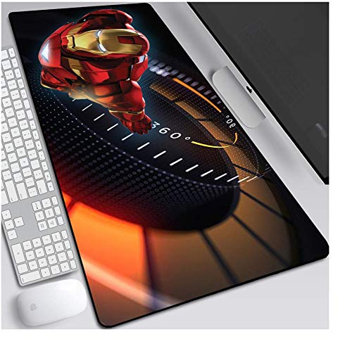 Tapis De Souris Iron Man 900X400Mm Cadeau Garçon, Tapis De Souris Gaming De Précision Et De Rapidité avec Base De 3Mm D'Épaisseur, pour Ordinateurs Portables, Pc, Q