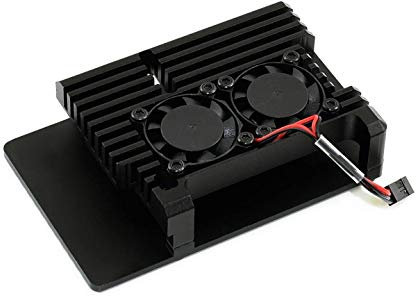 for Raspberry Pi 4 Aluminium Alloy Case with Dual Cooling Fans Metal Enclosure Black Box for Raspberry Pi 4 Model B