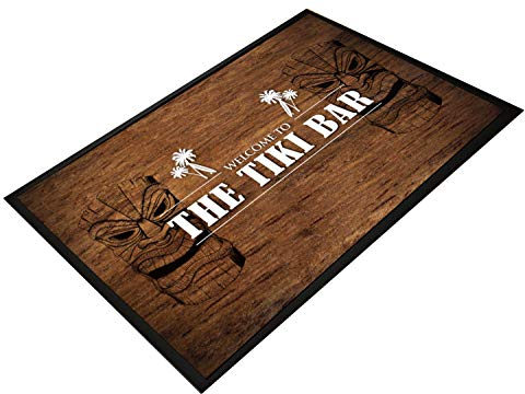 Artylicious Paillasson Tiki Bar - Effet bois - Tapis de sol antidérapant