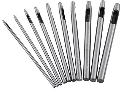 Juego de 10 Perforadoras para Cuero de 0,5 a 5 mm Herramienta de Hueco de Perforación Punzón para Cinturón de Manualidades