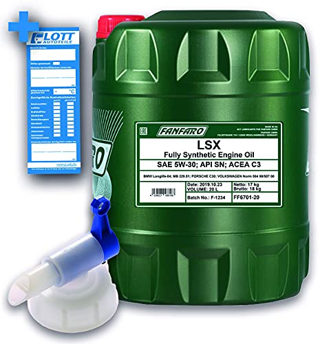 20L Fanfaro 5W-30 LSX Motoröl LL-04 504 00 507 00 229.51 + Auslaufhahn