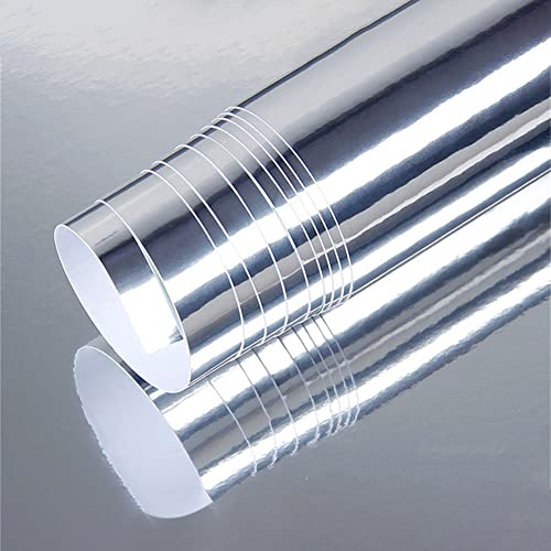 ihreesy Autolackschutzfolie,152 cm x 20cm wasserdichte PVC Chrom Folie Anti-UV Auto Lackschutzfolie Selbstklebend Autofolie Dekorative Schutzfolie für Auto Motorrad Fahrrad,Silber