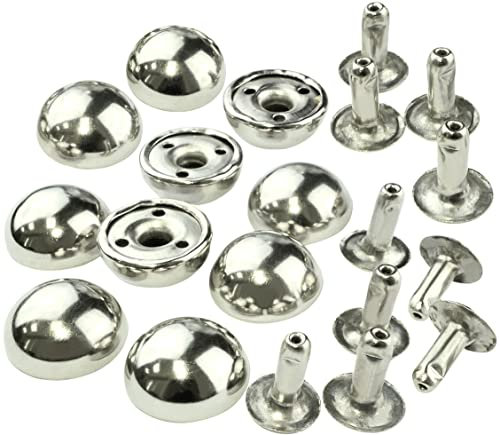 AERZETIX - C56666 - Juego de 10 Remaches tubulares Ø12mm con cabeza semi redonda/abombada/media esfera - en acero - color plata - marroquinería jeans bolso mercería costura ropa