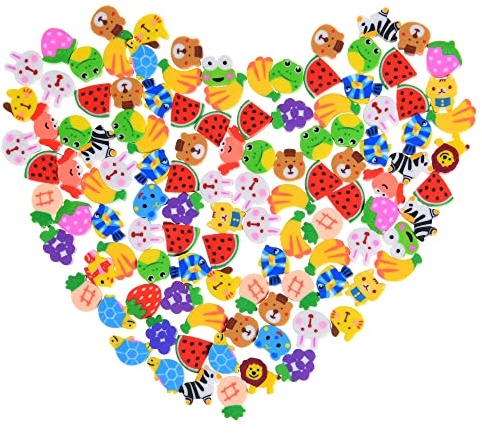 300 Stück Mini-Radiergummis für Kinder, kleine niedliche Tier-Obst-Radiergummis, kleine Geschenke