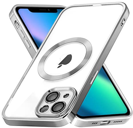 ZCDAYE Case for iPhone 13, Phone Case Compatible with wireless charging,Silver Edge Electroplated Transparent Soft TPU Shockproof Case Cover for iPhone 13(6.1 inches) - Silver