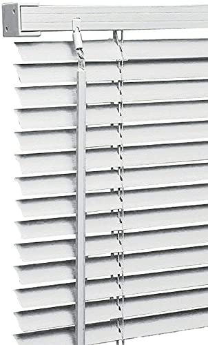 Ruby Deals PVC Venetian Blind Blinds Window 25mm Thin Slats Kitchen Windows Blinds Treatments Easy Fit Curtains Trimmable Fittings Home Office (White, W90cm x L150cm)
