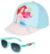 Disney Stitch Sonnenbrille Set mit Baseball Cap Mädchen Verstellbar Sonnenschutz Kappe UV400 Sonnen Brille Geschenke für Kinder (Blau Arielle)