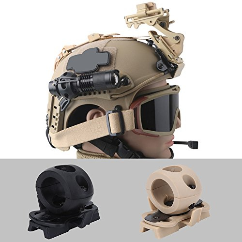 Helmet Flash Holder, 60 Degree Angle Adjustment Sturdy Plastic Portable Flashlight Holder, 21mm / 0.82 inch Helmet Torch Mount Bracket with Two Bonus Screws, for Combat Games, Hunting(1 inch black)