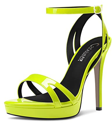 Castamere Donna Spillo Alto High Piattaforma Tacco Heel Aperte sulla Punta Cinturino alla Caviglia Sandali da Matrimonio Ballo 12 CM Heels Verde Lime 42 EU