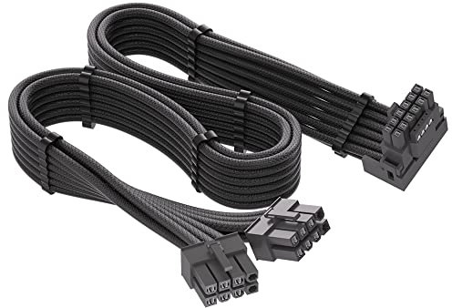 JOYJOM 12VHPWR 90 Degree Adapter for Corsair: PCIE 5.0 16AWG 600W Dual 8 Pin to 16 12+4 RTX 4090 4080 3090TI 4070Ti Graphics Card GPU, ONLY Corsair Power Supply (Type B)