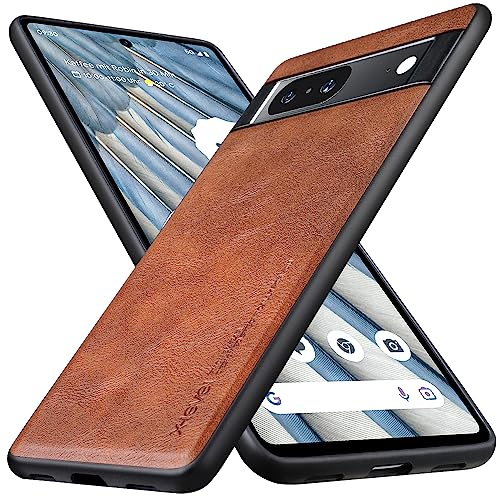 X-level Google Pixel 7a Hülle, [Earl 3 Series] PU Leder Vintage Slim Schutzhülle Weichen TPU Bumper Anti-Rutsch Ledertasche für Pixel 7a 5G Case - Braun
