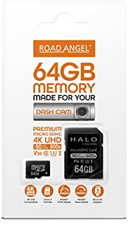 Road Angel, 64GB SD-Karte, hergestellt für Dashcams, geeignet für alle Arten von Smartphones und elektronischen Geräten, Class 3 Transfer, Micro-SD-Adapter - Schwarz