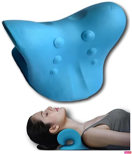 JSM FITNESS Orthopädischer Nackenstrecker – Nackenkissen gegen Schmerzen & Verspannungen | Nackenstützkissen mit Massagefunktion für Büro, Homeoffice & Reisen