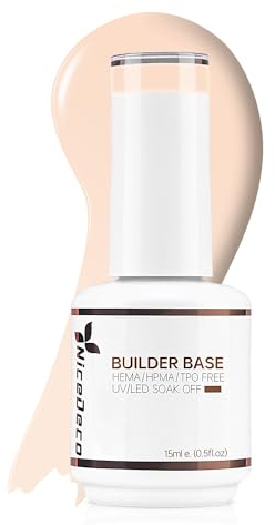 Nicedeco 8 in 1 Builder Base Strengthening Gel 15ml, UV/LED Clear Building Nail Gel in a Bottle,Gel Polish Nail Repair Nail Strengthen 015