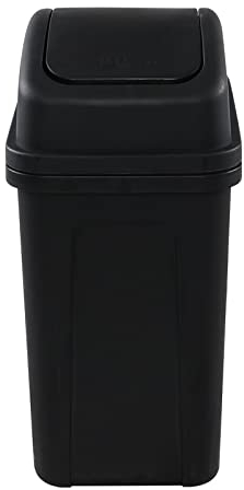 Zopnny 7 L Small Rubbish Bin, Trash Bin for Bathroom or Bedroom, Plastic Waste Bin with Swing Lid, Black