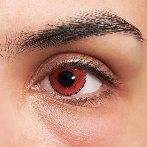 Kontaktlinsen Farbig Ohne Stärke Natürlich, Silikon Hydrogel Monatslinsen für alle Augen 2 Stück (1 Paar) DIA 14,0mm (Rot)