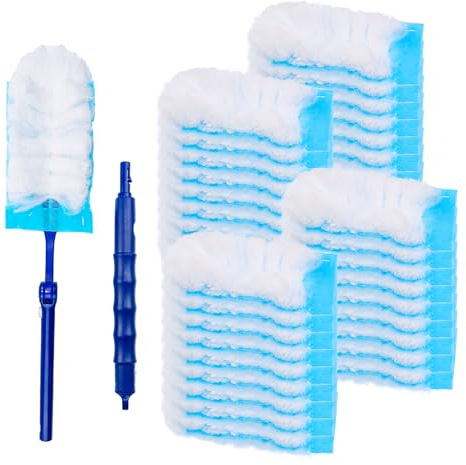 Set Di 100 Ricariche Per Spolverino Con 1 Manico, Duster Piumini Catturapolvere Ricarica Panno Per La Polvere E Sporco, Spolverino Manuale Con Manico Per La Pulizia Della Cattura E Intrappola Polvere