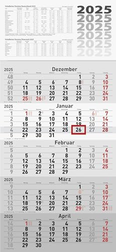 rido/idé 5-Monatskalender 2025 | grau, 300×630 mm