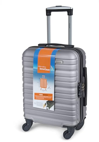 KINSTON Valise Cabine pour EasyJet 4 Roues Détachables Taille LowCost - Bagage à Main Léger et Durable, Roues Pivotantes Amovibles Démontable - Argent