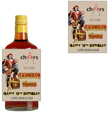 Personalised Customized Bottle Label Sticker for Captain Morgan Spiced Rum Birthday Anniversary Christmas