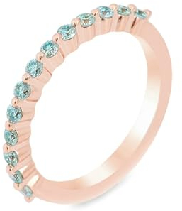Wycian Verlobungsring, Damen Ring Rosegold Mit Stein 18K Größe 60 (19.1) Moissanit Rundschliff Blau Grün Gravur Für Verlobung
