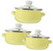 BRIGHTFUFU Juego de Mini Ollas para Sopa con Asas Dobles Y Fondo para Cocinar con Buen Agarre