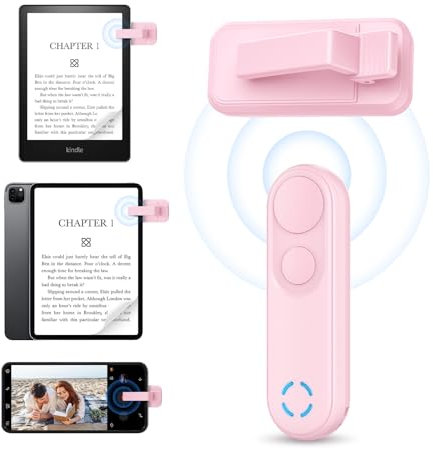 Bakeey 2024 RF Télécommande Tourne Page pour liseuse, Telecommande Tourneur de Page sur Kindle Paperwhite Kobo iPad iPhone Android Tablets pour Distance Fiction Bande Dessinée, Photographie (Rose)