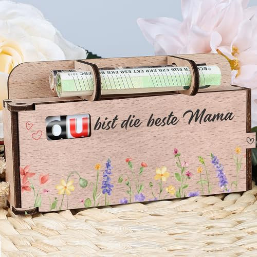 TUZELIYA Mama Geschenk - Du bist die Beste Mama - Geschenk für Mama - Holz Geschenkbox für Schokolade Duplo - Geburtstagsgeschenk für Mama - Enthält kein Duplo