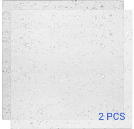 Uadme Placa de Acrílico 3mm, 2 Láminas Acrílicas con Purpurina, Placa Acrilico Transparente Brillante, 30,5 x 30,5 cm, para Decoración de Bricolaje, Artesanía, Corte, Grabado(Papel de plata)